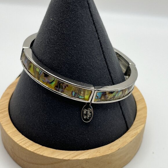 VTG Cookie Lee Abalone Shell &‎ Silver-Tone Stretch Bracelet NEW - Picture 3 of 8